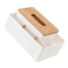 Multifunktionaler Tissue-Box-Halter, rechteckig, Serviette, Stift, Fernbedienung, Organizer mit Holz für Livin