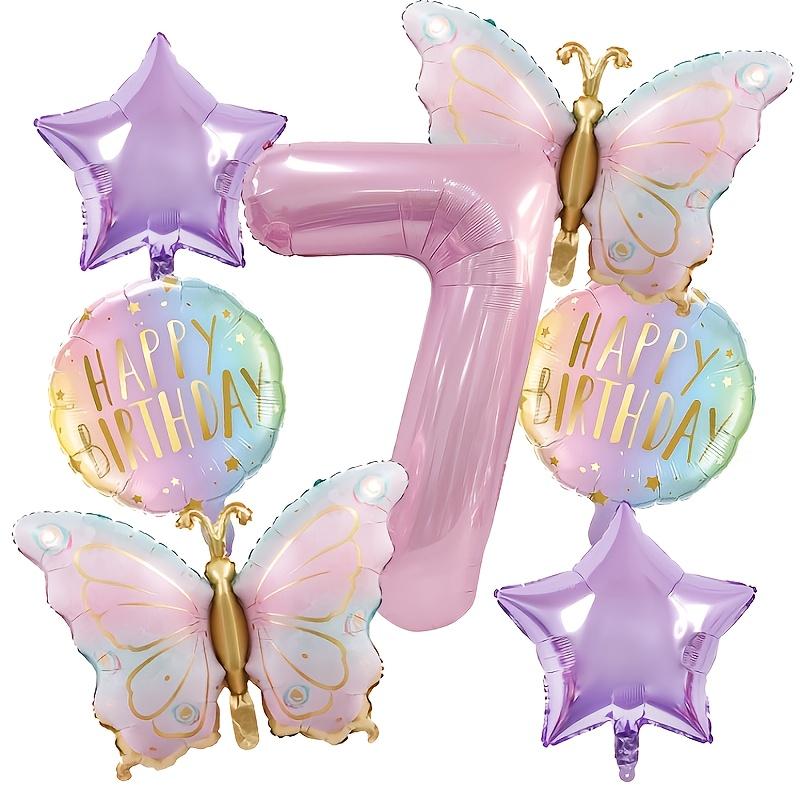 Pink Butterfly 32inch Number Balloon Set Gradient Happy Birthday Baby Shower Decor Helium Balloon Birthday Party Wedding Globos