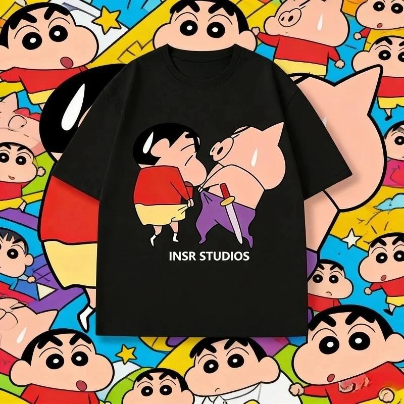 

Cute Crayon Shin-chan Cartoon T-shirt Funny Graphic Summer Cotton Casual Harajuku Streetwear Short Sleeve Tee for Women Men 4XL