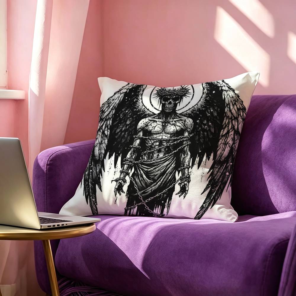 Black Angel Death demon Square DoubleSided printed Pillow Case Bedroom Bedside Pillow Sofa Cushion Cover
