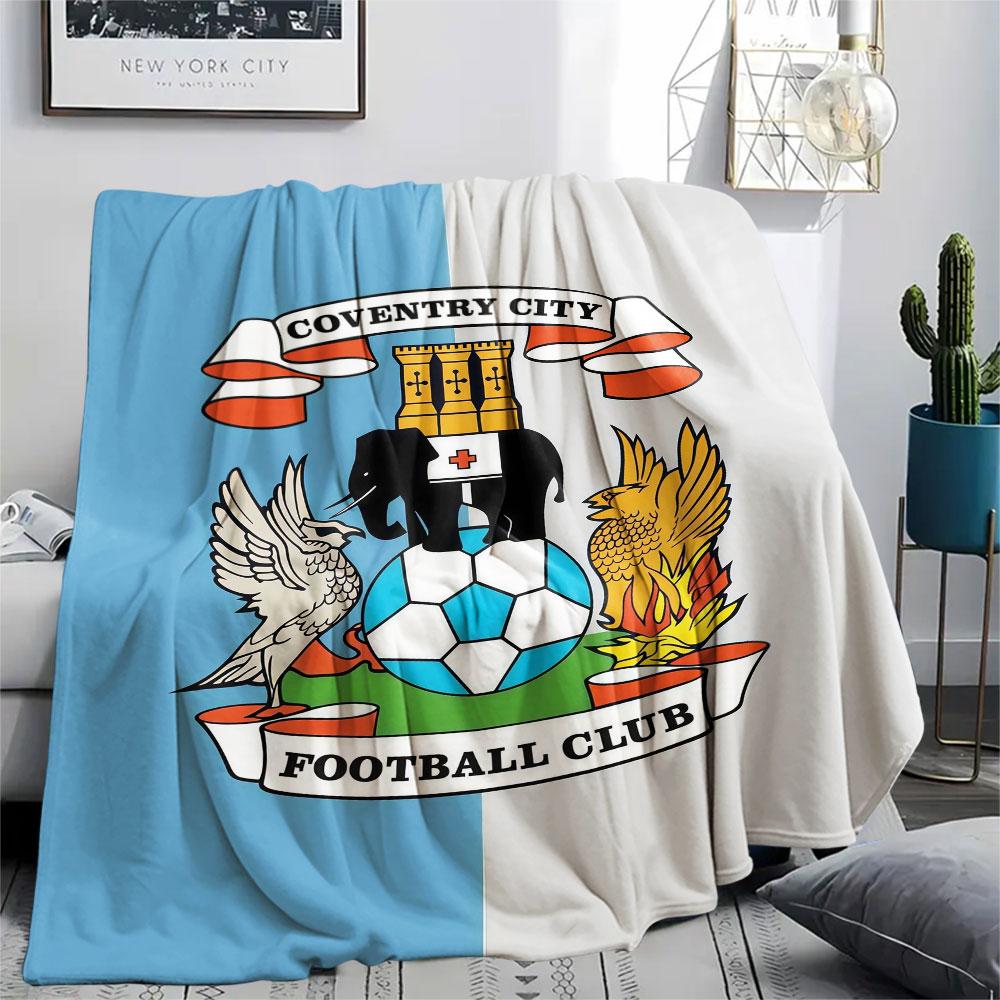 Coventry City FC Printed Flannel Blanket, Soft Throw for Bedroom Sofa, Washable, Christmas Present, Great Gift.