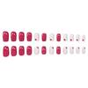 24 Pieces Of Manicure Rose Red Love Triangle Sweet Cool Babes Medium And Long Square Wearing Nail