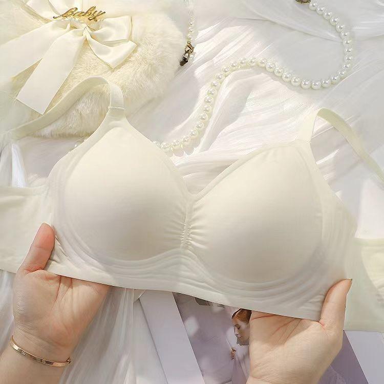 Women's Solid Color Seamless Bra Push-Up Outer Expansion Type Anti-Drooping Side Boob Control Wire-Free Underwear