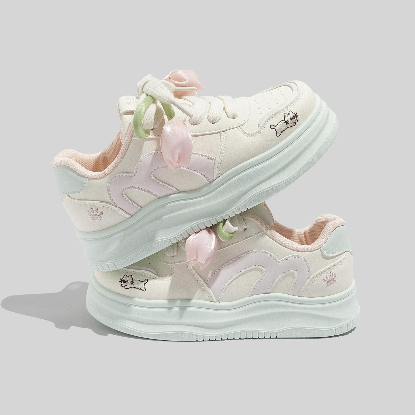 Bell 2026 модные универсальные повседневные белые туфли студенческая платформа высокая стоимость туфли-кеды 3302 40