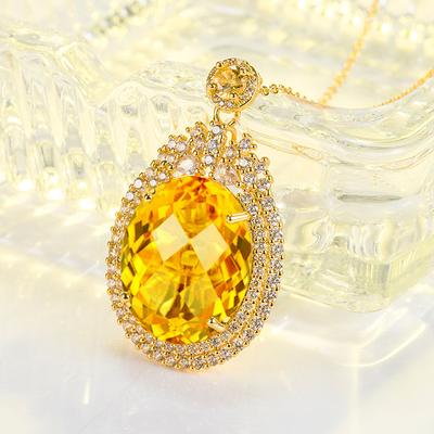 Real 18k Yellow Gold 45cm Necklaces Pure Ametrine Pendants For Women Men Collares Mujer Naszyjnik Pendant Necklaces Gemstone