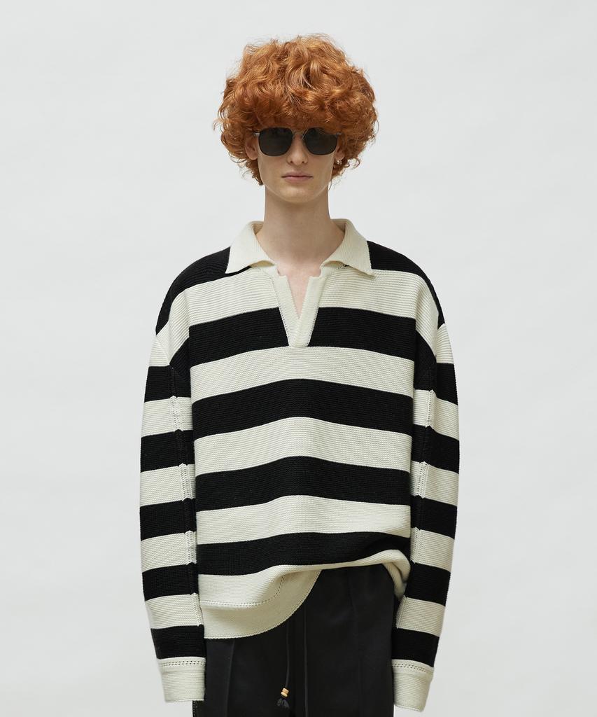 LMOOD Preppy Striped Pullover Knit Cream