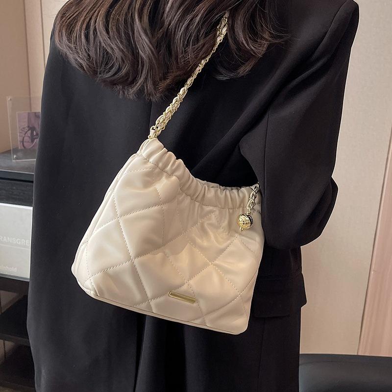 

Bucket Bag Fashion Messenger Bag Women S Bag Premium Diamond Chain Shoulder Bag Luggage бежевий
