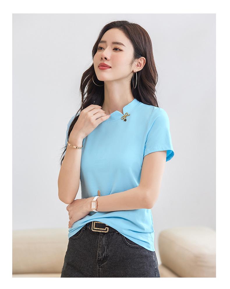 Chinese & Korean Style Slim Fit Short Sleeve Women's Cotton T-shirt - Comfortable & Versatile