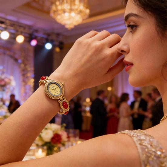 Dámské náramkové hodinky s kamínky Vintage oválný ciferník Elegantní křemenné hodinky Dárek pro ni Přítelkyni Maminku Manželku