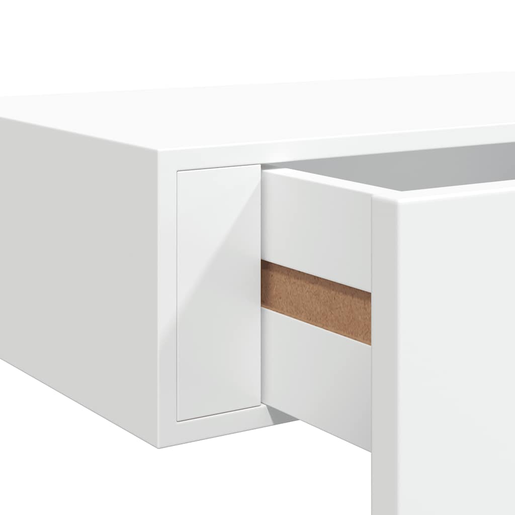 Mensola a Muro con Cassetto Bianca 60 x 23.5 x 10 cm MDF