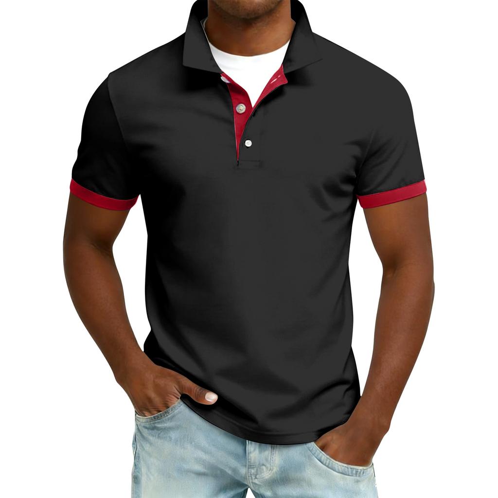 Men's Summer Button Lapel Loose Short Sleeve Top Men's Casual Fashion Top