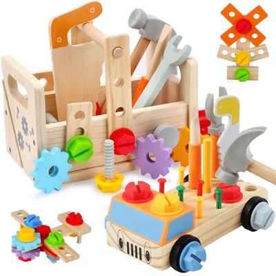 Conhifvn Wooden Carpenter Toy for Kids, Educational Toy, DIY Assembly Toy, Tool Set, Boys and Girls, Pretend Play, Carpenter Role-Playing