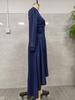 Elegant Waist-Cinching V-Neck Puff Sleeve Long Dress for Women
