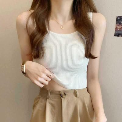Women's Small Camisole Vest - Sleeveless Square Neck Knit Crop Top for Summer