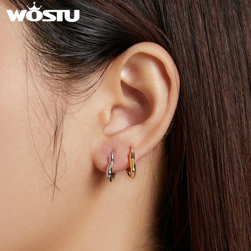 WOSTU 925 Sterling Silver Hollow Heart Love Stud Earrings Shiny Simple Earrings For Women Fashion Silver Jewelry