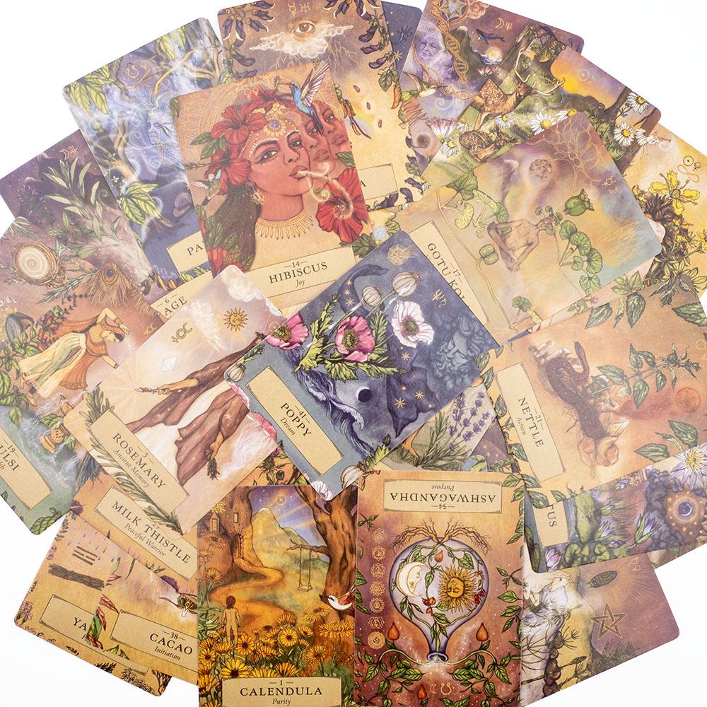 Herbal Astrology Oracle Gra Planszowa Talia 55 Kart do Alchemizowania Starożytnego Roślinnego Uzdrowienia i Mądrości Astrologicznej Karta