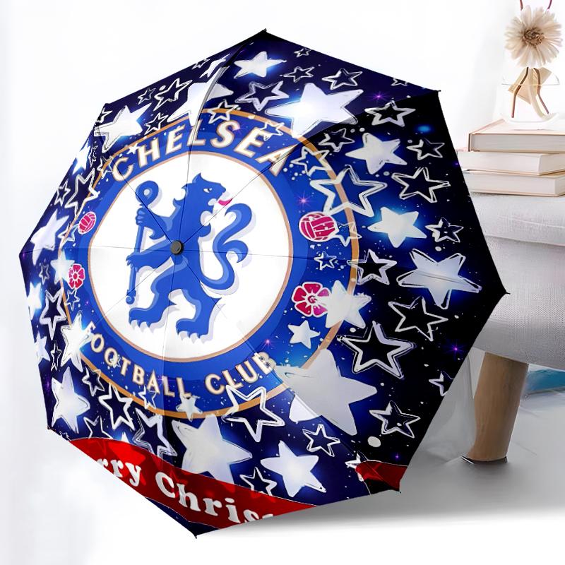 1pc Sturdy 8-Bone Auto Umbrella, Charleston Battery Football Club Umbrella, Digital Printed, Foldable Umbrella for On-the-Go Outdoor Use
