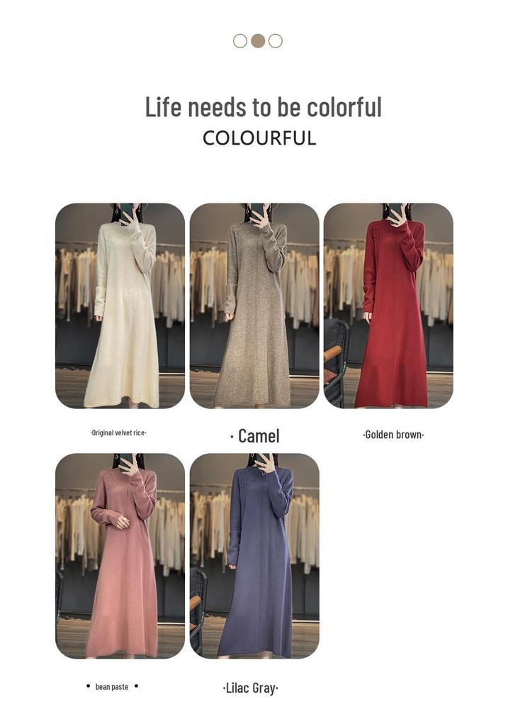 2023 Autumn/Winter Australian Cashmere Pullover & Long Crochet Skirt Set with 100% Chinese Wool
