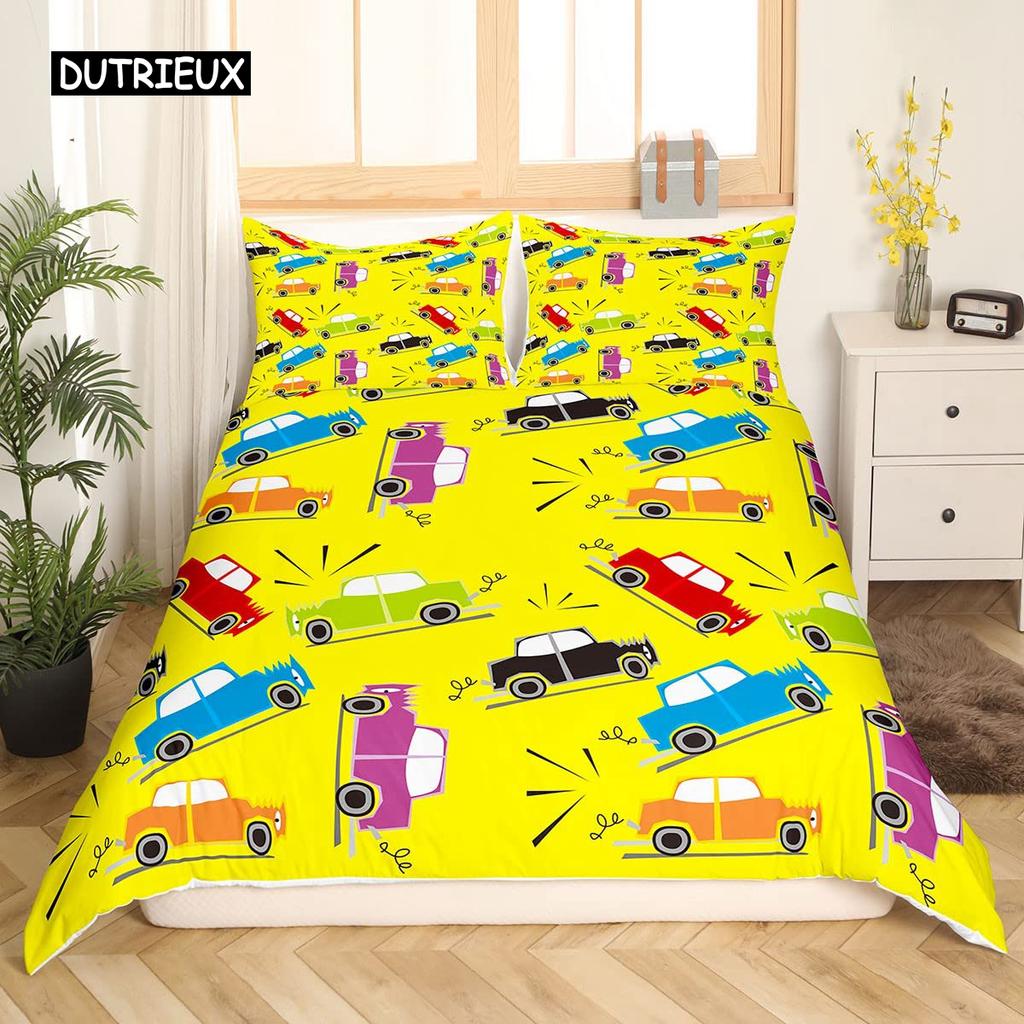 Bettbezug für Kinder mit Bagger, Traktor-LKW-Bettwäscheset, Baufahrzeug-Cartoon-Bettbezug, Bettbezug aus Polyester