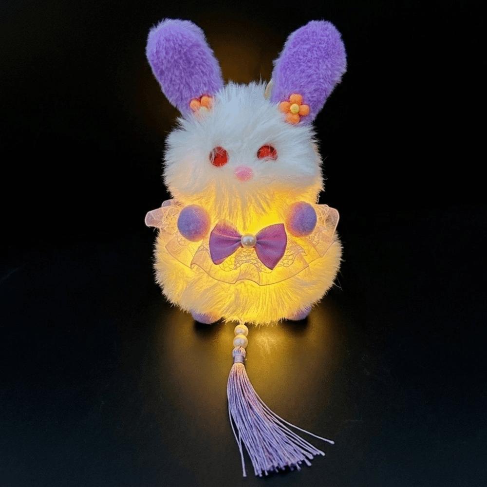 LED Light Mid-Autumn Festival Lantern Cartoon Plush Rabbit Lantern Indoor Outdoor фиолетовый