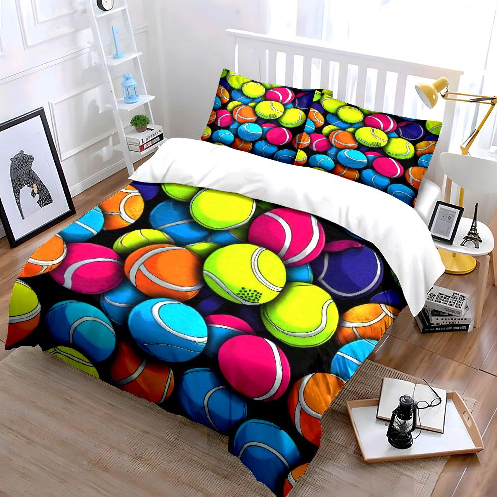 Colorful Tennis Balls Set For Practice Kid'S And Adults' Bedroom Decor, Exquisite Three-Piece Bedding Set Gift