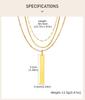 Layered Vertical Bar Pendant Necklace for Women Clavicle Chain Collarbone Choker Necklace 18K PVD Gold Plated Jewelry Waterproof