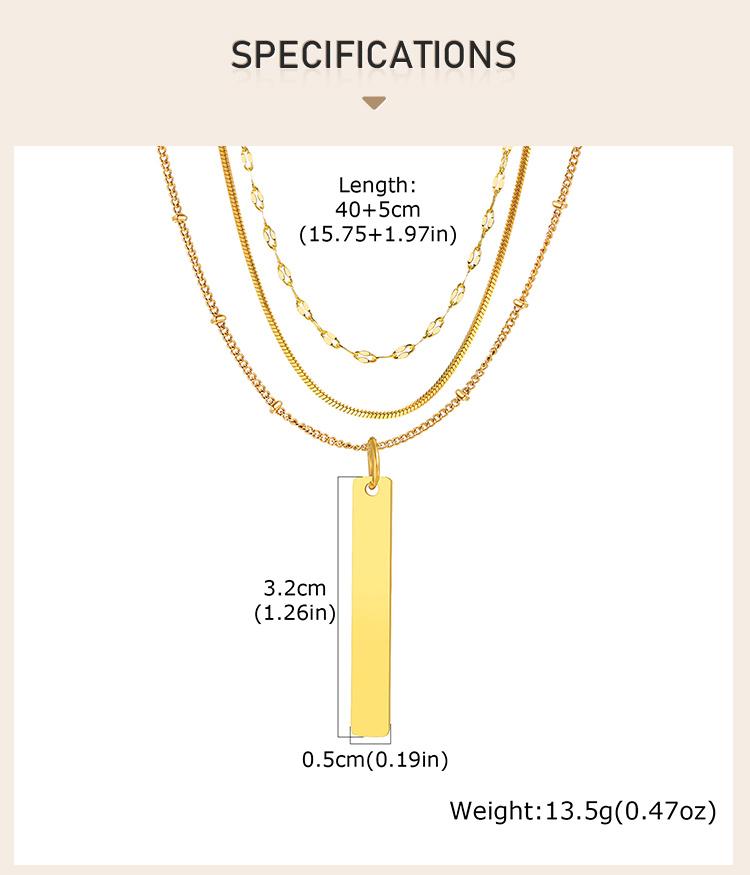Layered Vertical Bar Pendant Necklace for Women Clavicle Chain Collarbone Choker Necklace 18K PVD Gold Plated Jewelry Waterproof