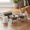 Double Bowl Dog Cat Bowl Stainless Steel Dog Cat Food Water Bowls Dog Cat Feeder  Daily Pet Feeding
