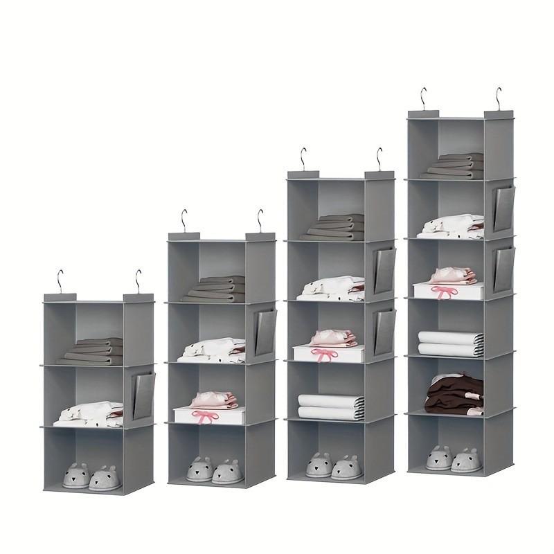 Hanging Closet Organizer and Storage, Foldable 6-Shelf Closet Hanging Storage Shelves with 2 Hooks for Shoe Cap Clothes Pants