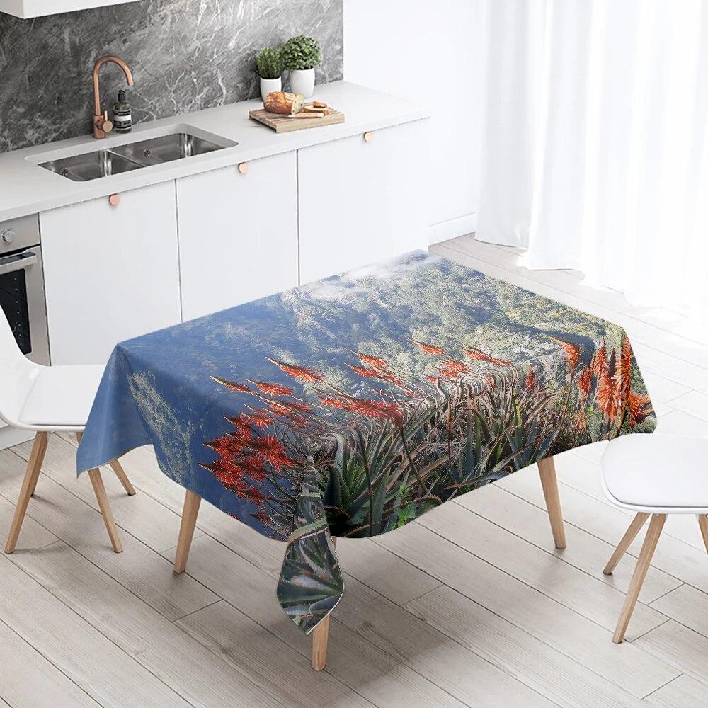 Landscape Printing Tablecloth Camping  Stain Resistant Waterproof Restaurant Table Decoration Kitchen Home