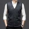 Men Autumn Sleeveless Single Breasted Pullover Vests Knitted Work Sweater