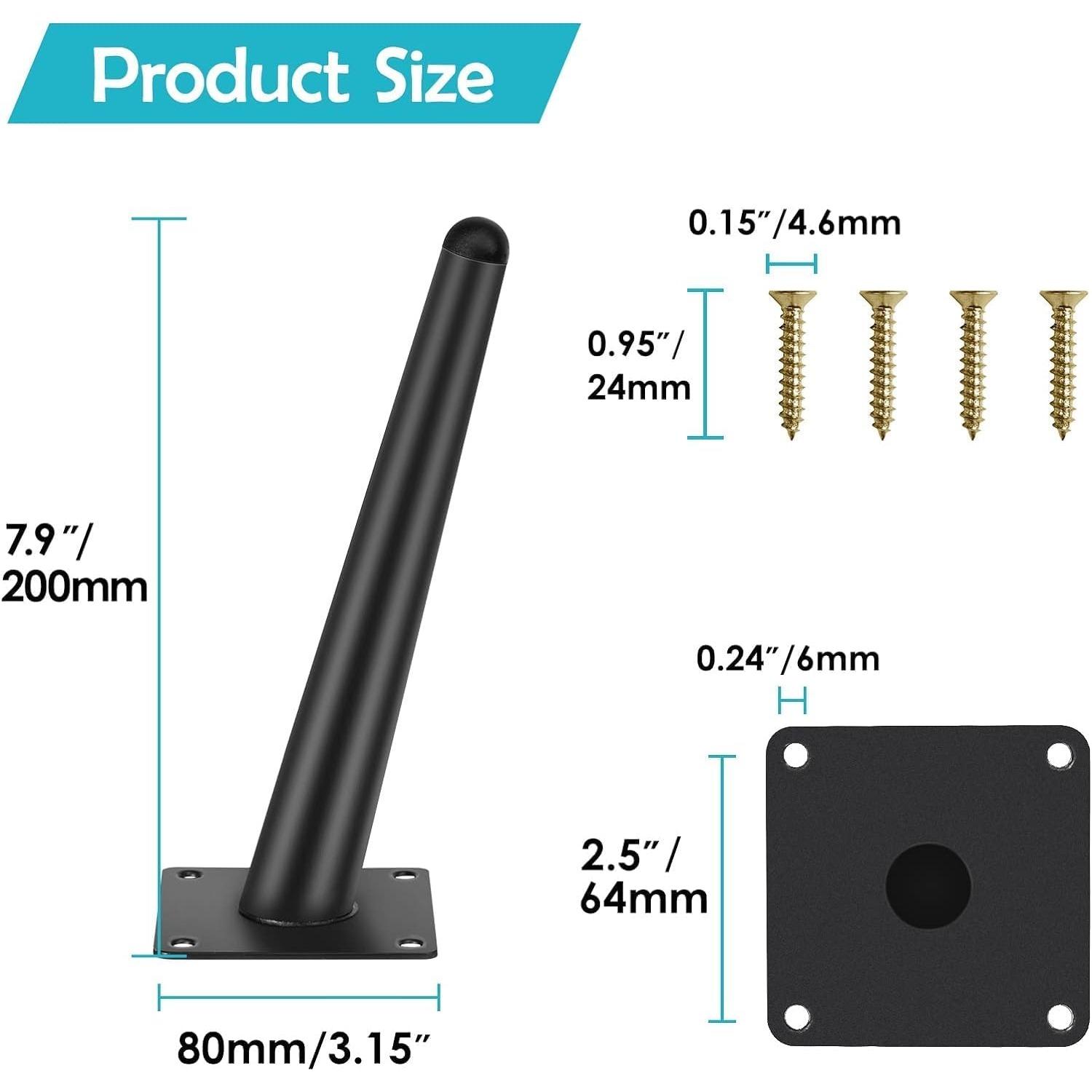 

Комплект из 4 ножек для мебели, 20 см конические наклонные / вертикальные ножки для мебели, сменные ножки для шкафа, ножки для дивана 20cm чёрный
