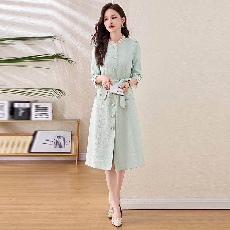 

2025 Spring Women s Slimming Long Sleeve Ruffle Collar Dress NY2552 XXL 130-140 jin