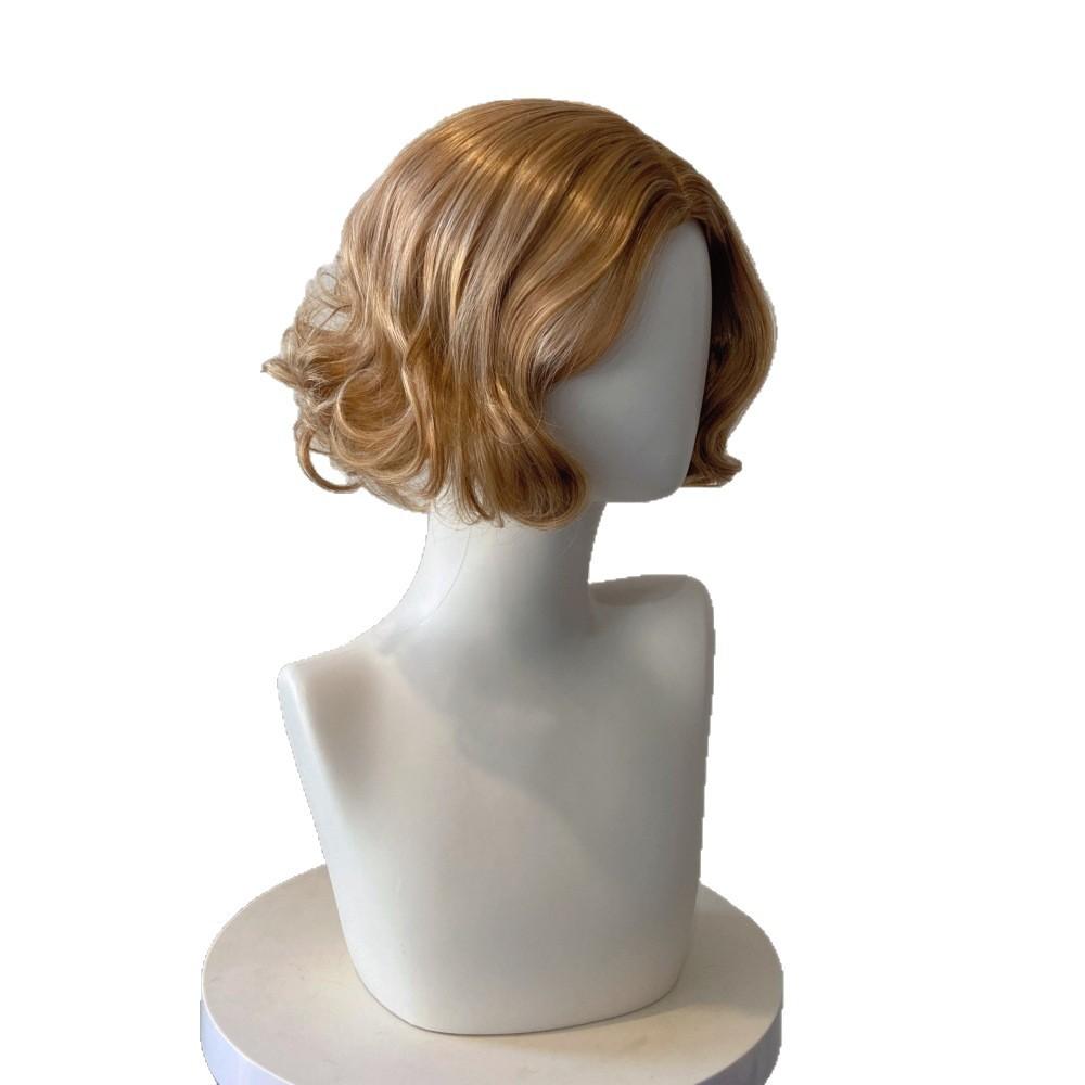 Women Synthetic Short Golden Brown Fluffy Hair Natural Wave Blonde Wigs For Daily Cosplay Heat Resistant Fiber