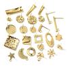20pcs 316 Stainless Steel Gold Color Geometric Earring Stud Earring Posts Connector For DIY Earrings Jewelry Making Supplies