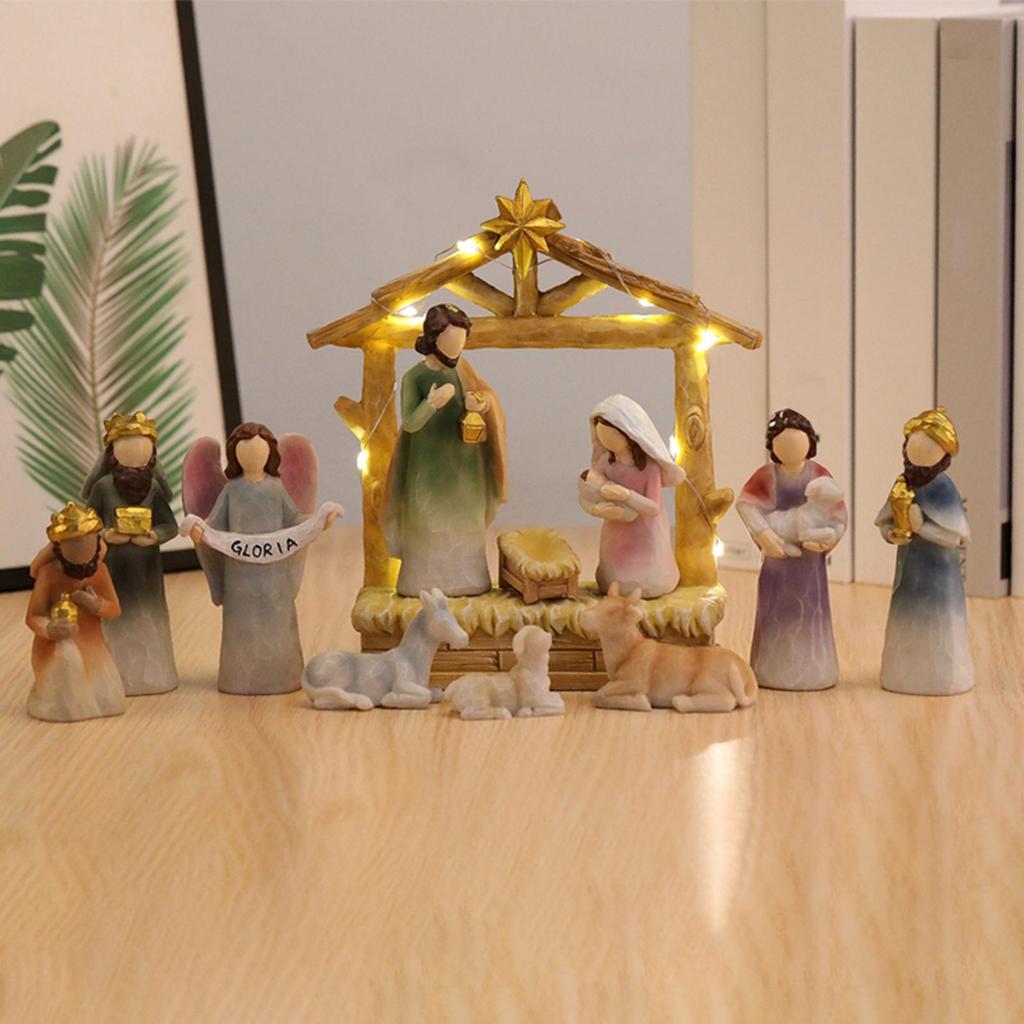 Christmas Manger Nativity Set Resin Christmas Nativity Scene Figurine Seasonal Decor For Room Apartment School Bedroom Dormitory