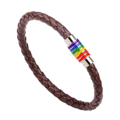Trendy Leather Rainbow Bracelets with Magnetic Clasp – Colorful Braided PU Design