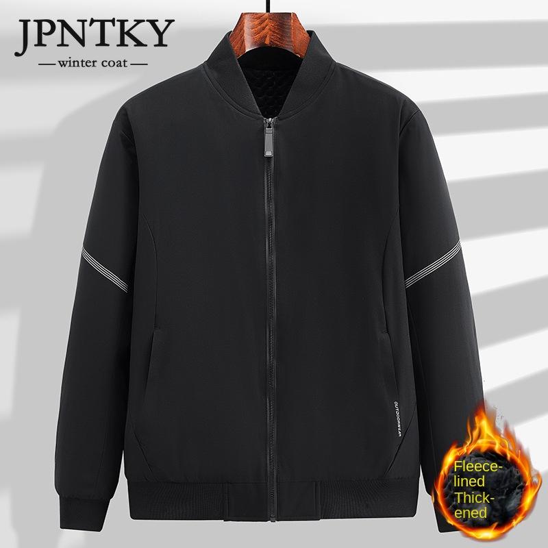

JPNTKY осенне-зимняя флисовая куртка для мужчин больших размеров, термобелье, свободное пальто с бейсбольным воротником, ветрозащитная одежда