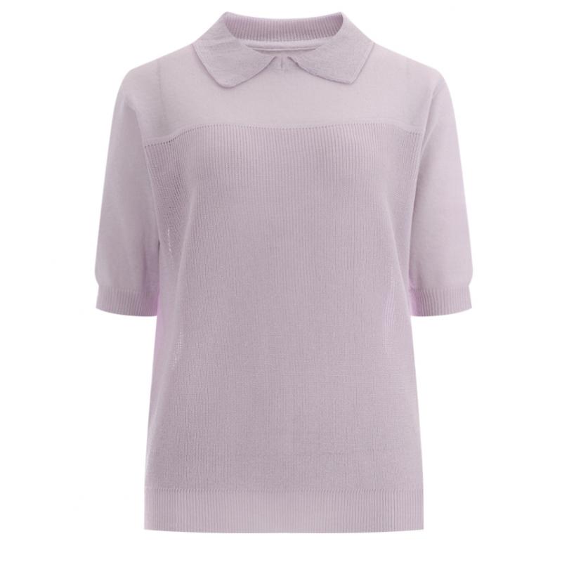Shop   Women Collar Neck Regular ShorT Sleeve KniT T shirT whiTe 21ds Wkn 1436