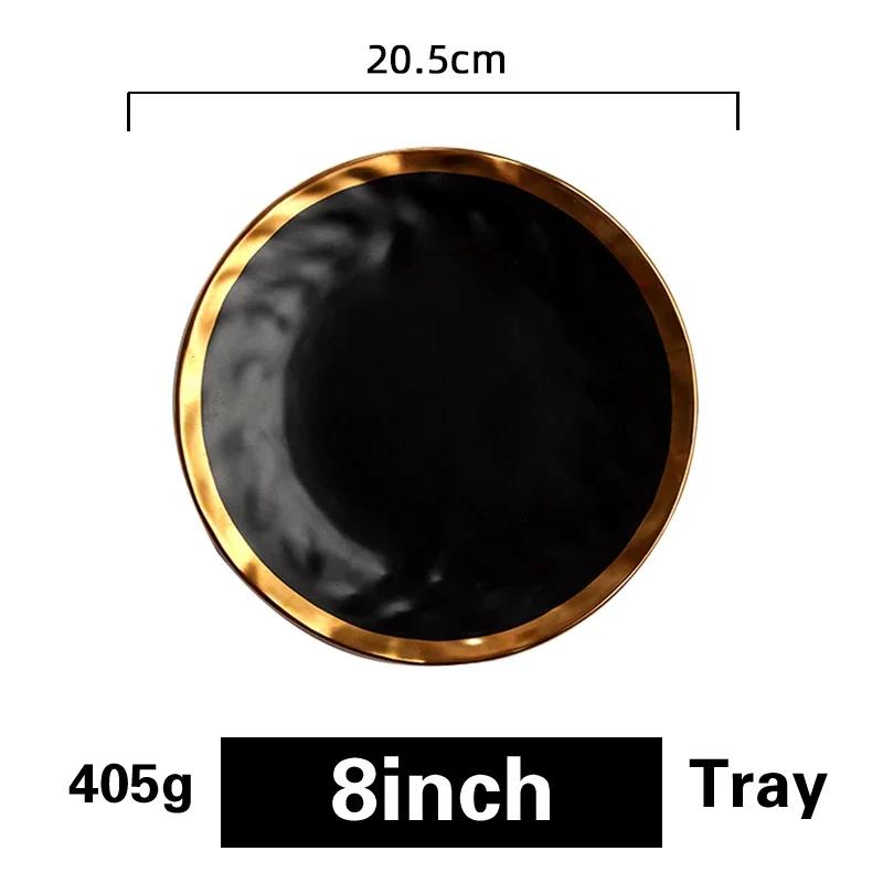 Phnom Penh Céramique Plat Occidental Mat doré Assiette à steak Assiette à salade créative rétro Service d'assiettes Assiette à dessert nord-européenne