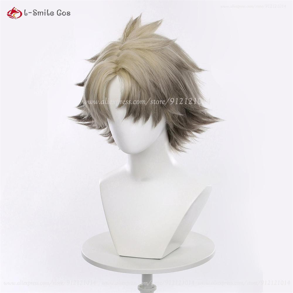 Rudo Surebrec Cosplay Wig 25cm Yellow Flax Dye Gradient Wigs For Men Cosplay Costumes Anime Wig Heat Resistant Synthetic Hair