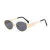 Cool Small Oval Sunglasses Luxury Brand Designer Metal Frame Vintage Sun Glasses Unisex Gold Black UV400