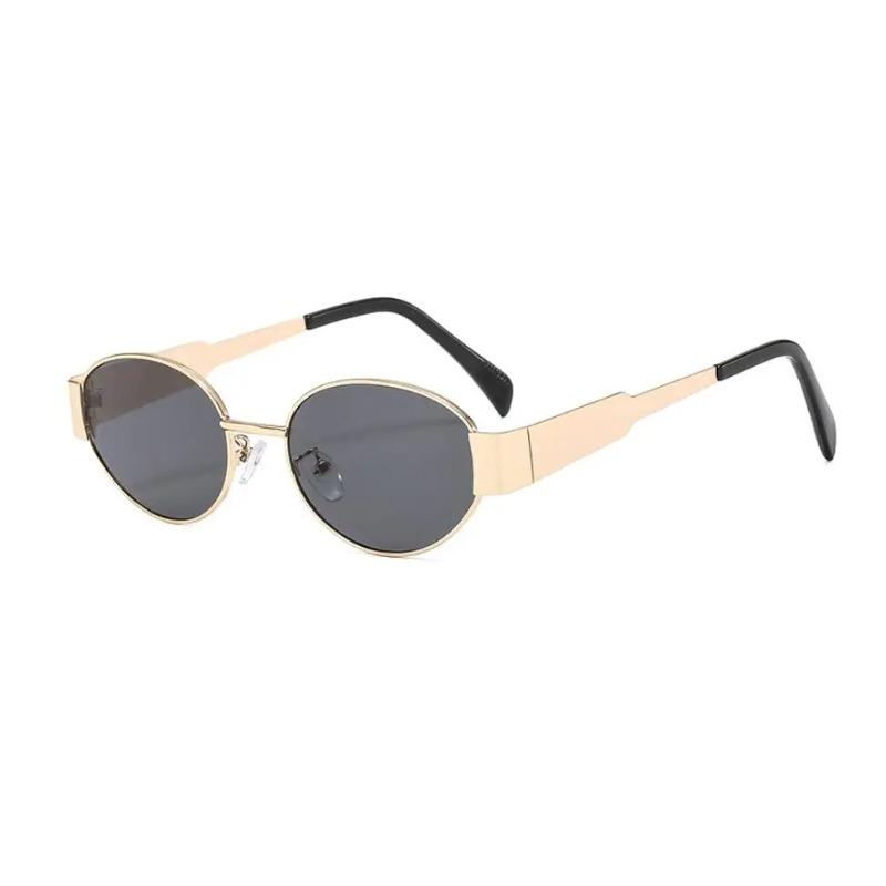 Cool Small Oval Sunglasses Luxury Brand Designer Metal Frame Vintage Sun Glasses Unisex Gold Black UV400