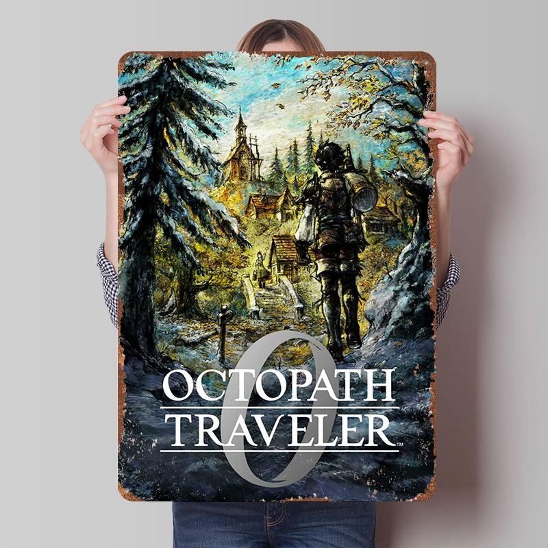 

Octopath Traveler Game Cover Art Poster Customized Wall Art Vintage Metal Signs Retro Tin Plaque for Man Cave Coffee Bar Decor 7.9x11.8In(20x30cm)
