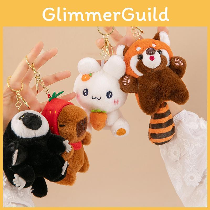 Cartoon Plush Animal Toy Capybara Rabbit Soft Filling Doll Keychain Backpack