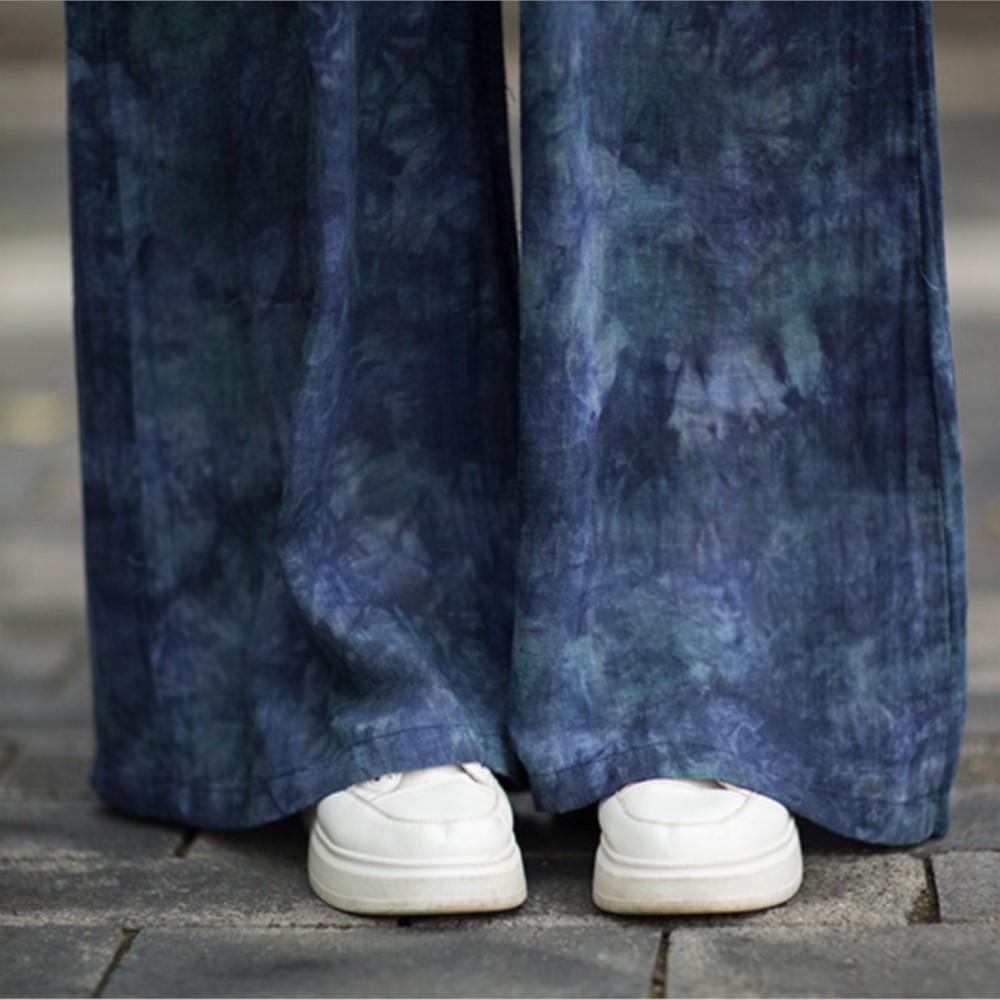 Johnature Women Vintage Wide Leg Pants Elastic Waist Loose Autumn Trousers 2025 Soft Female Long Pants