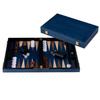 Luxe Backgammon - ENGELHART - 15" Braamhout & walnoot - Koffer 48×38 cm - Bruine/witte schijven - Complete set