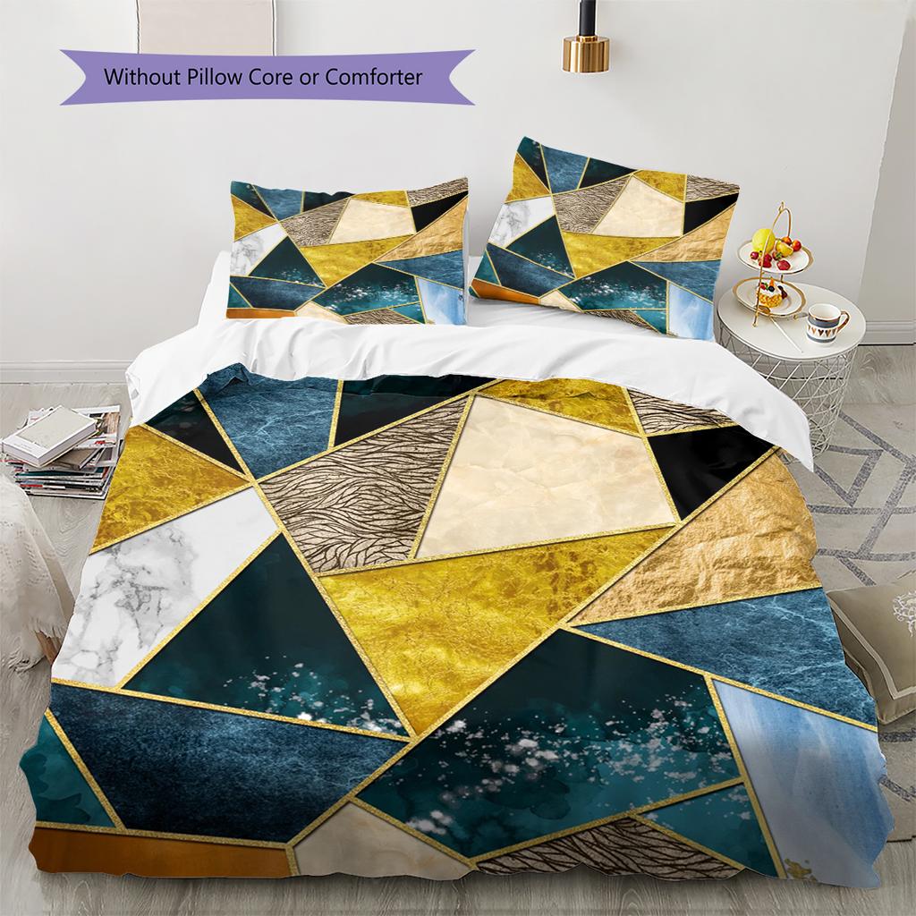 Abstract Geometric Pattern Bedding Quilt Set Quilt Cover Pillowcase Home Decoration Birthday Gift (1 * duvet cover + 2 * pillowcase, without core)