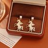 Exquisite Unicorn & Zodiac Horse Diamond Stud Earrings: High-End Chinese Style with Silver Needle
