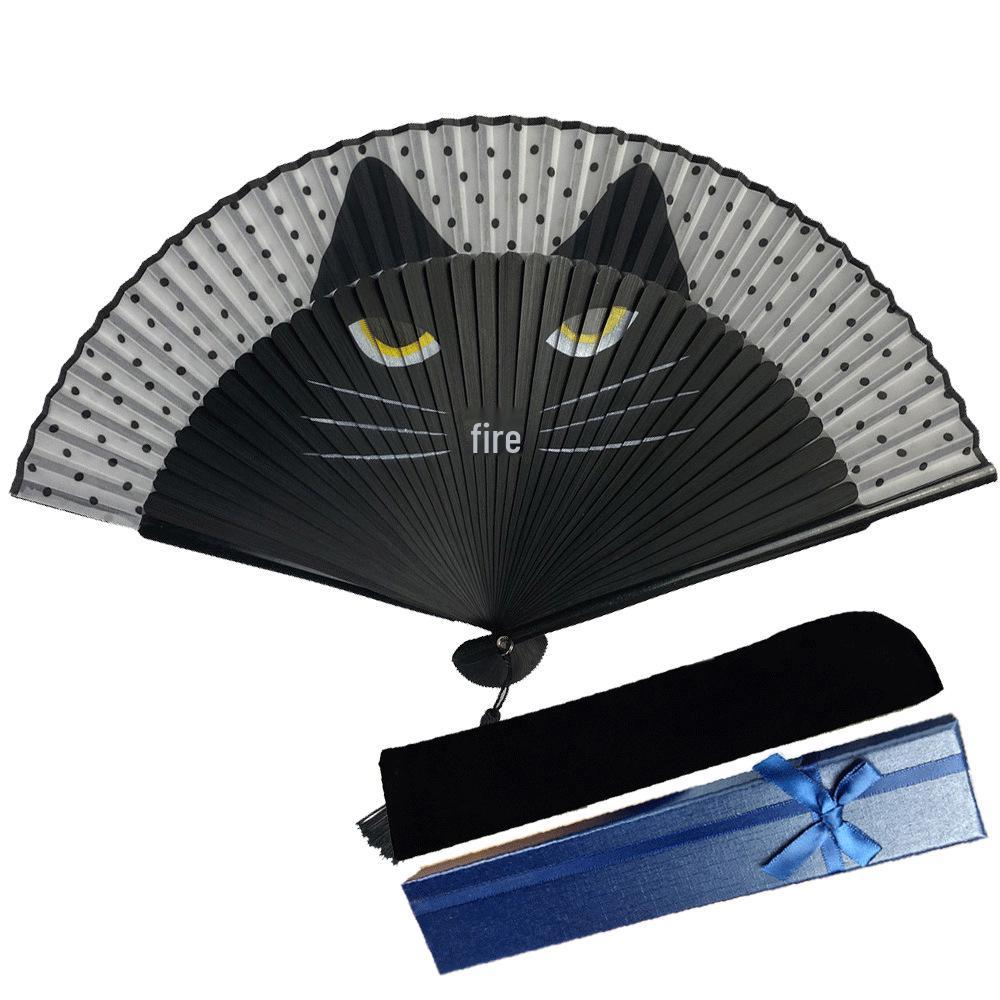 Best-Selling Spray-Painted Cat Fan with Cartoon Totoro Design - Creative Japanese Craft Fan